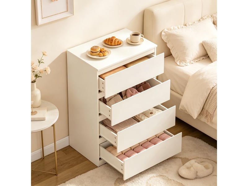  Commode 4 tiroirs meuble de rangement blanc 60 x 40 x 90 cm T5828P515037 - Conforama B