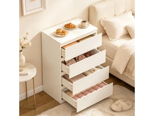 Commode 4 tiroirs meuble de rangement blanc 60 x 40 x 90 cm