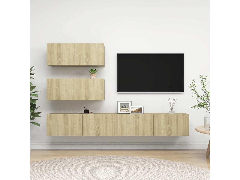  Ensemble de meuble tv - banc tv - meuble de rangement 4 pcs chêne sonoma bois d'ingénierie  - Conforama B