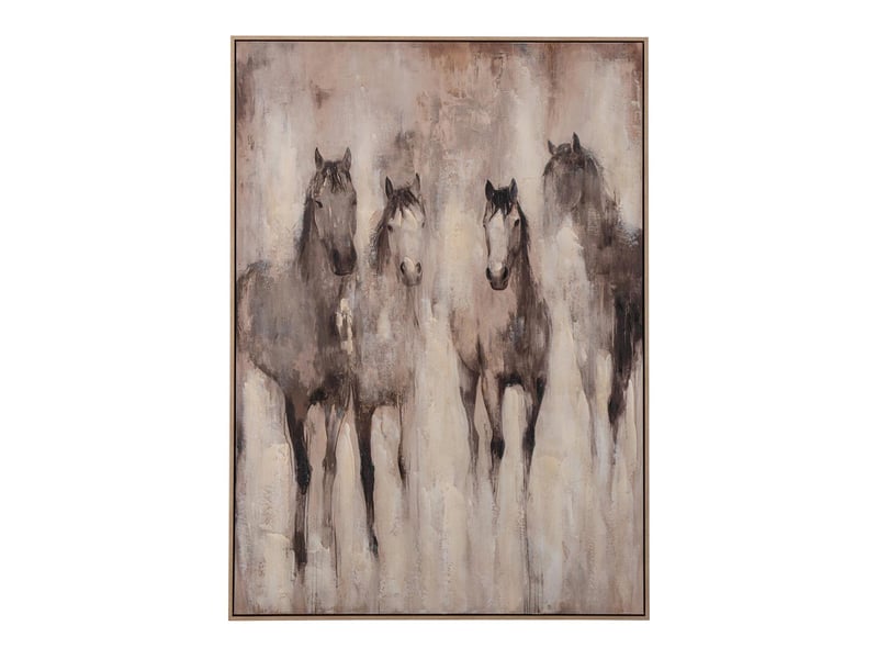  Tableau déco chevaux malte 102x142cm beige  - Conforama A