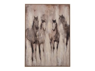 Tableau déco chevaux malte 102x142cm beige