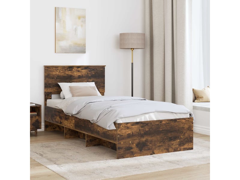  Lit simple- lit adulte -  cadre de lit chêne fumé 80 x 200 cm bois d'ingénierie  - Conforama B