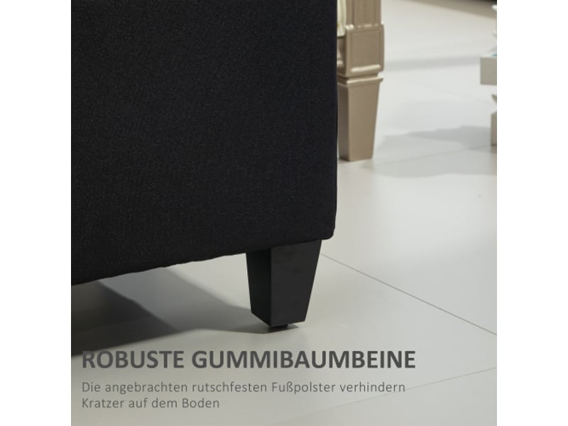  Banquette coffre noire en lin, rangement, polyester, bois d’hévéa, 100 x 40 x 44 cm  - Conforama E