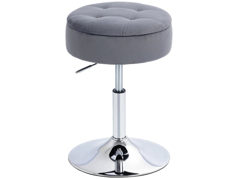  Tabouret bar bistrot avec rangement, pivotant, cuisine réglable, velours, 39x39x65 cm, gris.  - Conforama A