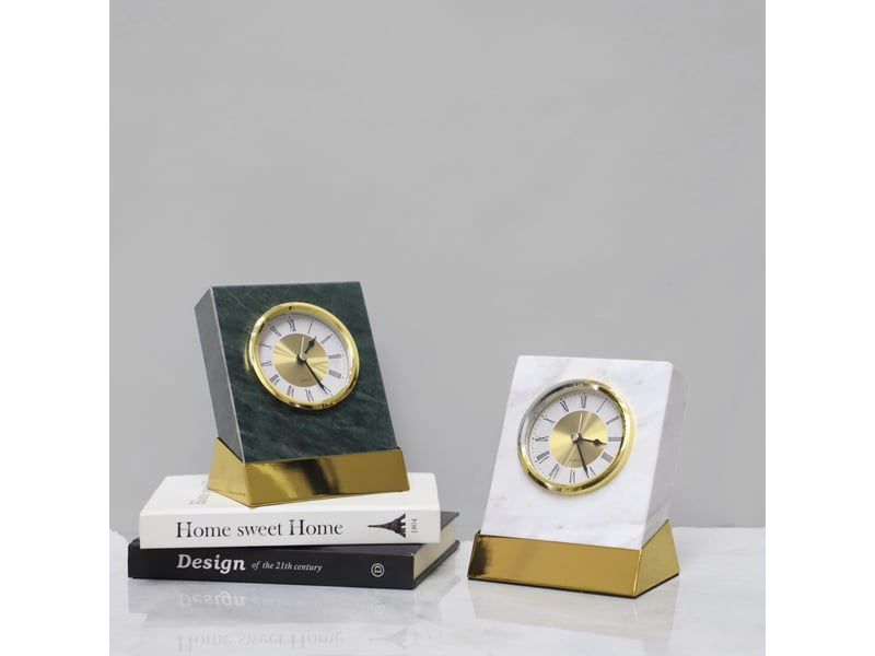  Horloge de table en marbre naturel – créativité nordique, vert  - Conforama D