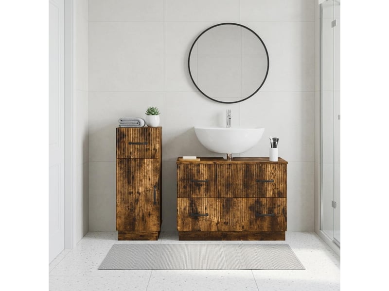  Ensemble de 2 meubles de salle de bain hoorn chêne fumé cf63185  - Conforama B