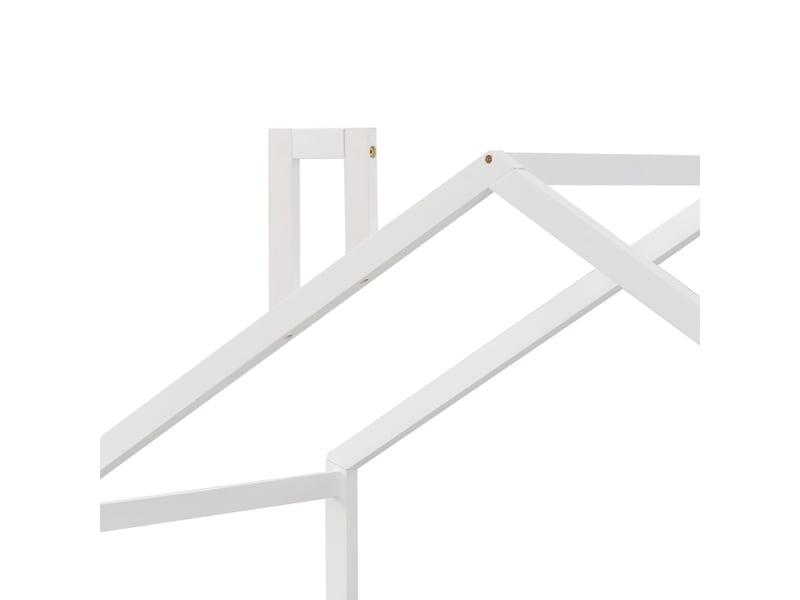  Lit cabane enfant 90x200 blanc, lit maison bois pin massif avec sommier lattes et barreaux sécurité pour chambre  - Conforama D