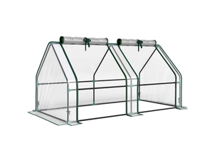 Serre de jardin portable 180x90x90 cm – transparente – structure en acier et 2 portes enroulables à fermeture éclair