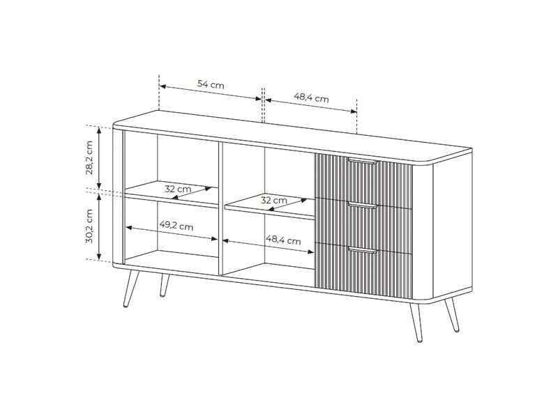  Buffet halilala, armoire 3 tiroirs, 163x38x81h cm beige Halilala - Conforama D