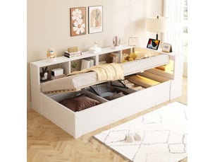Lit avec rangement 90x200 cm <strong>OKWISH</strong> <strong></strong> coloris blanc