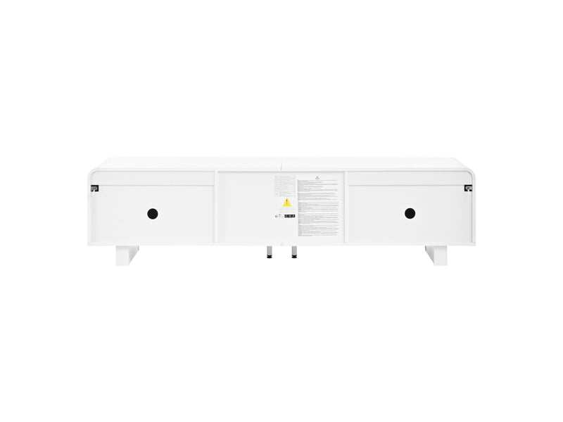  Meuble tv bas 4 portes, 2 tiroirs, passe-câbles - lpospi - pieds réglables mdf et panneaux blanc 180 × 40 × 46 cm  - Conforama E