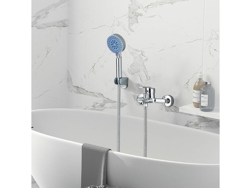  Robinet de baignoire avec douchette à main, 5 fonctions, mitigeur de baignoire avec douchette et tuyau de 1,5 m  - Conforama B