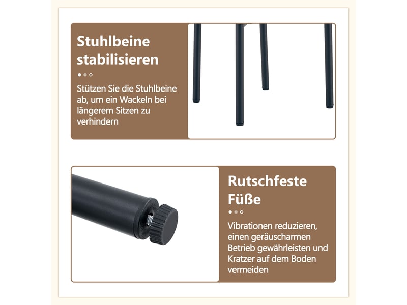  Chaises de salle à manger lot de 2 avec assise et dossier rembourrés  - piètement métal noir, tissu beige  - Conforama E