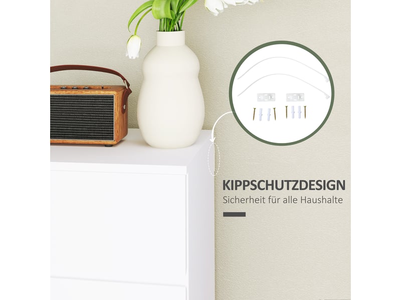  Commode blanche avec 4 tiroirs, dimensions 55 x 33 x 80 cm, en bois, idéale comme sideboard ou rangement  - Conforama E