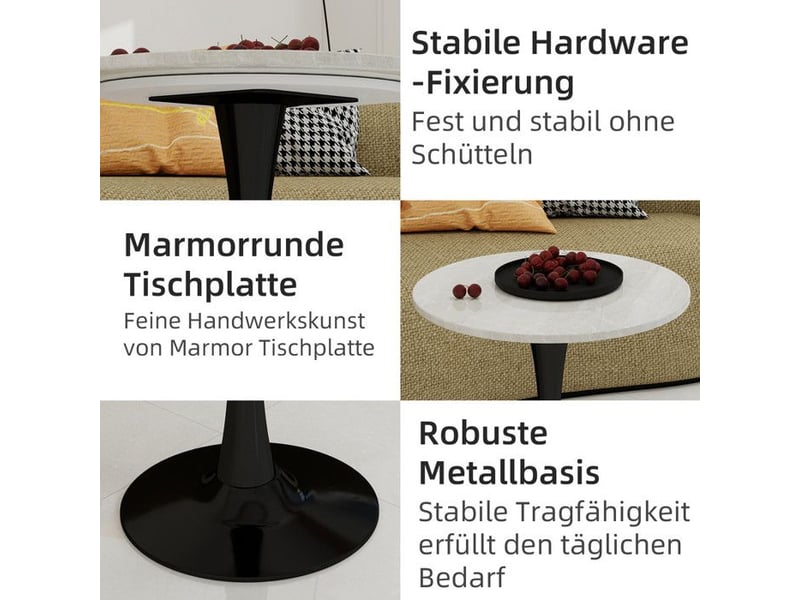  Table basse moderne - marbre artificiel - noir blanc - style milieu du siècle 70x70x72cm - Conforama D