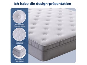 Matelas 140x200 cm <strong>DESVIAE</strong>  <strong></strong> Ressorts ensachés + mousse soutien Ferme épaisseur 25 cm