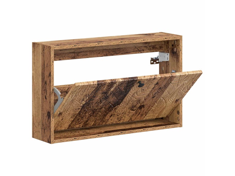  Meuble à chaussures mural, armoire à chaussures delft 71x17x43 cm bois ancien  - Conforama C