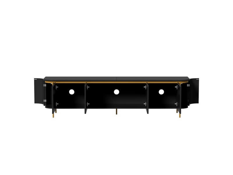  Meuble tv bas avec 6 portes 180x38x46 cm en mdf noir  - Conforama D