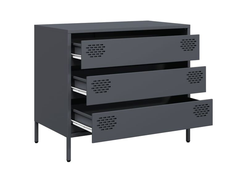  Buffet - bahut - meuble de rangement anthracite 68x39x58,5 cm acier laminé à froid  - Conforama D