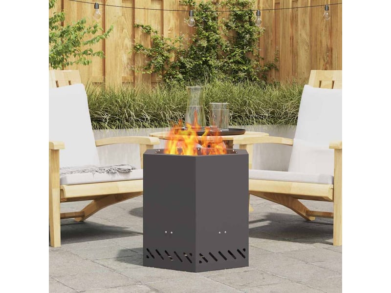Brasero exterieur, foyer sans fumée noir 48x48x51 cm acier patiné shl49852 - Conforama B