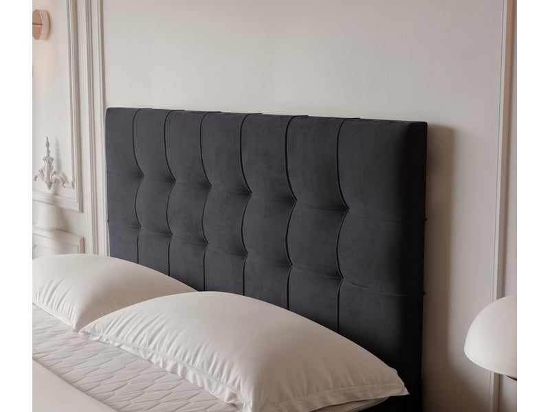 Lit adulte imperial - 180x200 cm - matelas ressorts + surmatelas - coffre de rangement - velours doux hydrofuge gris foncé IMPERIAL - Conforama D