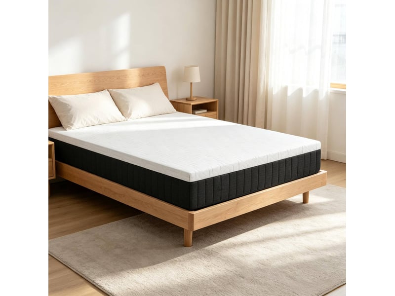  Matelas à ressorts ensachés tcqpz 140 x 190 cm 25 cm mousse à mémoire de forme blanc et gris  - Conforama D