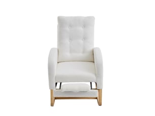 Fauteuil à bascule avec repose-pieds coulissant, ports usb et usb-c, poches latérales en bouclé blanc