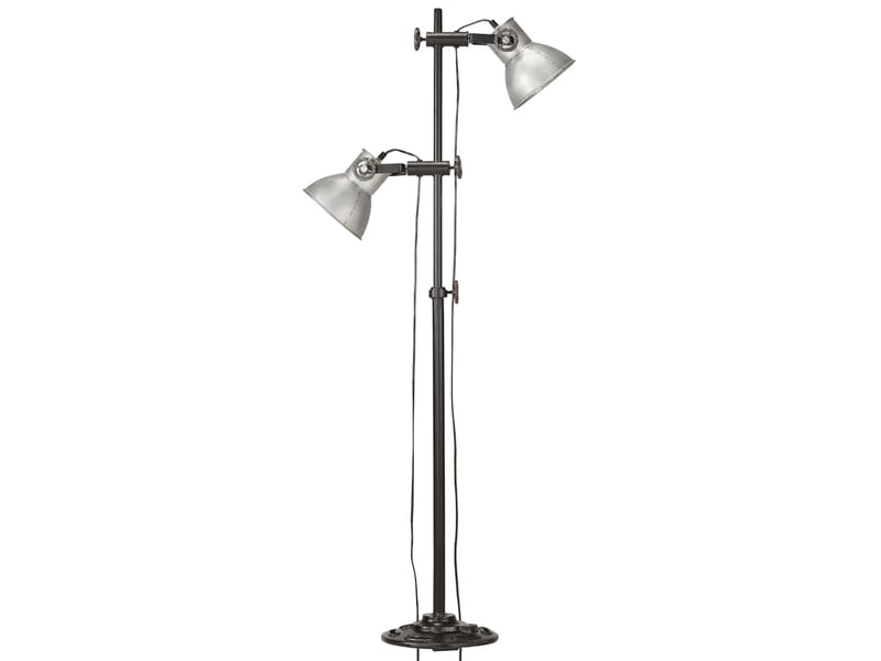  Lampadaire avec 2 abat-jour argenté e27 fonte  - Conforama D