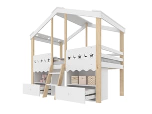 Lit cabane 90x200 cm <strong>MODENUIT </strong>  <strong></strong> coloris bicolore