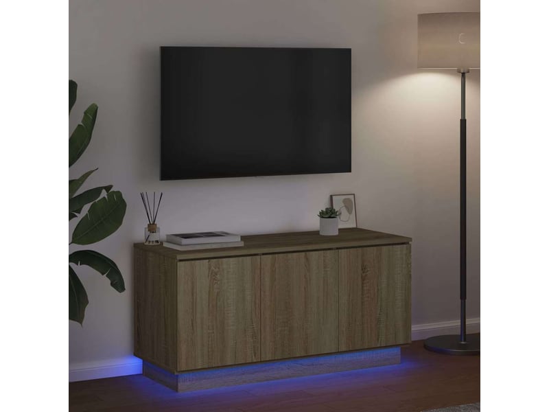 Meuble tv - banc tv - meuble de rangement 100 x 38 x 49 cm chêne sonoma bois d'ingénierie - Conforama E