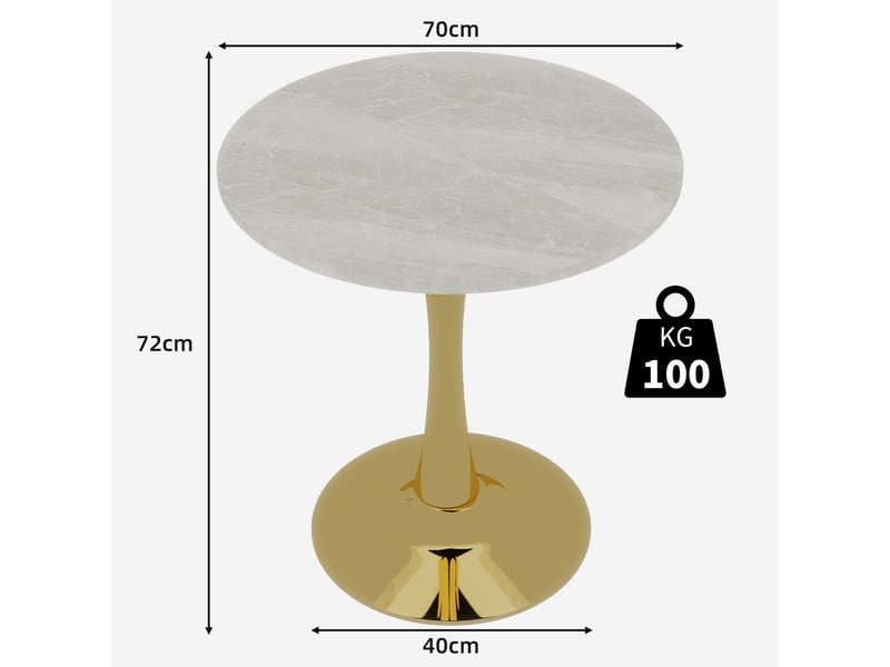  Table basse ronde avec plateau effet marbre, style moderne, pour salon et salle à manger, en marbre artificiel  - Conforama D