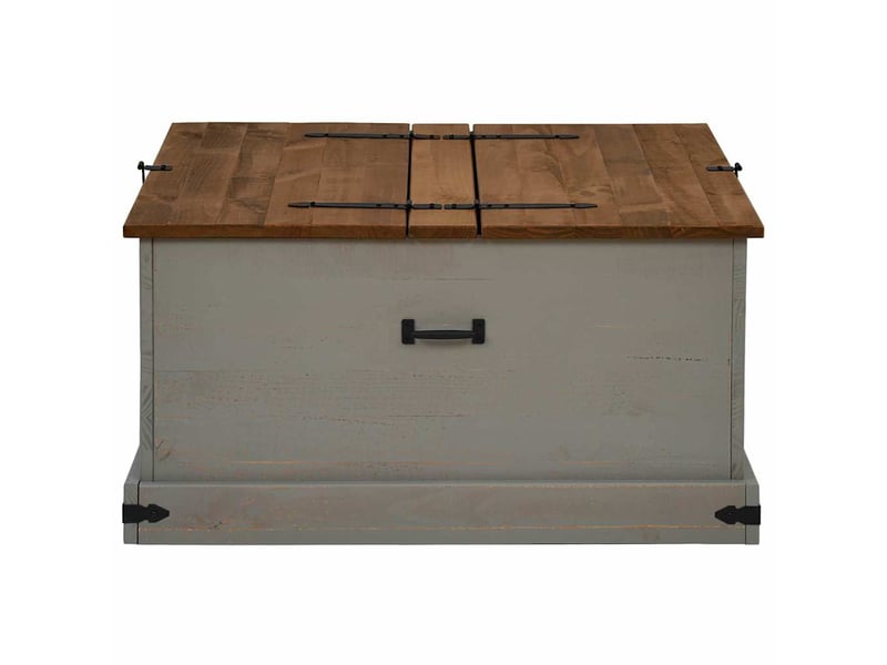  Coffre de rangement, boîte de rangement halden gris 91x91x47 cm bois massif pin  - Conforama D