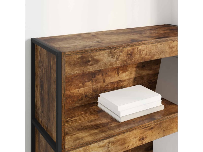  Bibliothèque, armoire à livres 80 x 30 x 121 cm bois d'ingénierie chêne fumé  - Conforama D