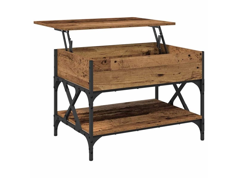 Table basse - table de salon - table à thé bois ancien 70x50x50cm bois d'ingénierie - Conforama E