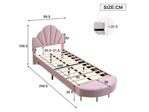 Lit simple 90x200 cm coloris rose