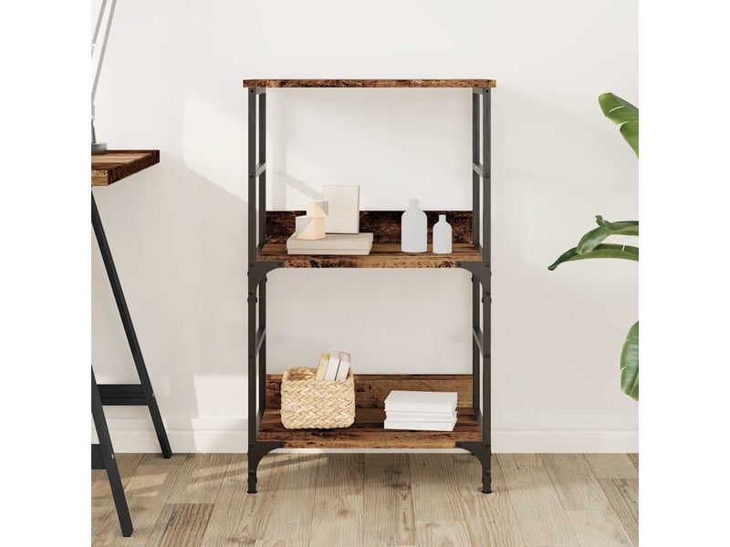  Bibliothèque, meuble de rangement salon vieux bois 50x33x82 cm bois d'ingénierie  - Conforama C