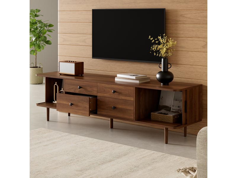  Lit double 180x200 cm avec sommier à lattes, tête de lit rembourrée, lit capitonné beige en chenille  - Conforama D