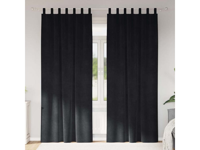  Lot de 2 rideaux, rideaux de fenêtre noir 140 x 245 cm velours cf44100  - Conforama B