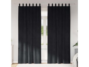 Lot de 2 rideaux, rideaux de fenêtre noir 140 x 245 cm velours cf44100