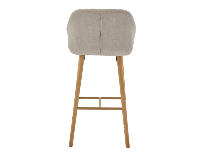Lot de 2 tabourets de bar 58,5x55x104 cm  hauts dossier et accoudoirs mousse haute densité tissu lin pieds bois beige  - Conforama R