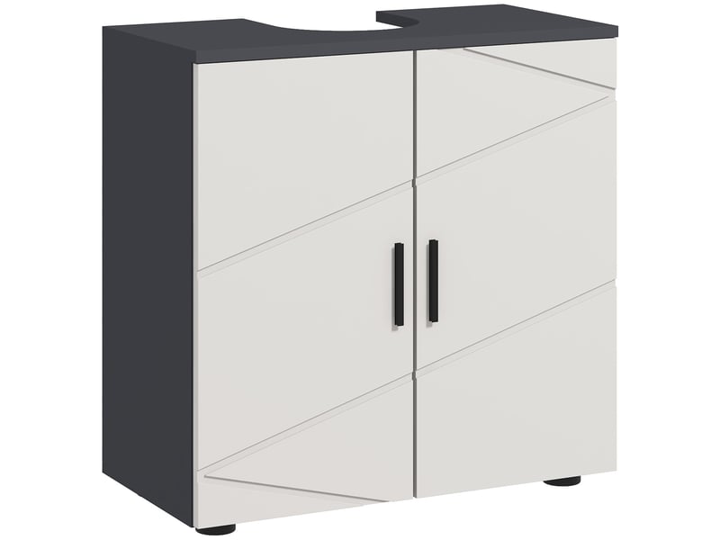  Meuble sous lavabo sur pied à 2 portes, gris, 60 x 30 x 60 cm  - Conforama A