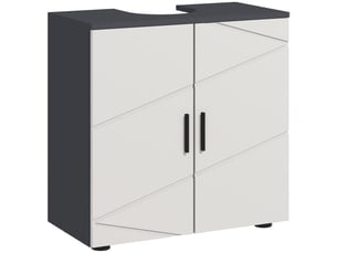 Meuble sous lavabo sur pied à 2 portes, gris, 60 x 30 x 60 cm