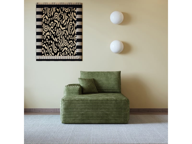  Canapé méridienne gauche vert en velours côtelé 1 place 175x95x83cm  - Conforama D