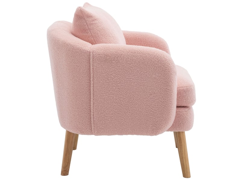  Fauteuil 1 place 71x72x71 cm avec coussin, structure en métal et bois, rose  - Conforama A
