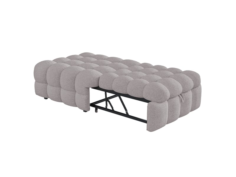  Lit simple convertible en tissu bouclette gris  - Conforama A