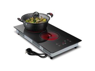 Plaque vitrocéramique 2 foyers 3000 w, plaque de cuisson encastrable 30 cm, commande tactile, 9 niveaux et minuteur 99 min