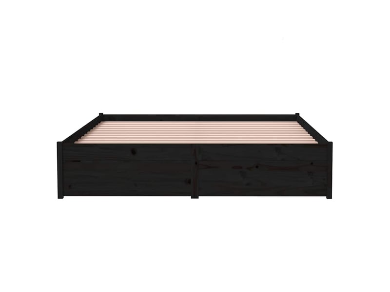  Lit double- lit adulte -  cadre de lit sans matelas noir bois massif 140x190 cm  - Conforama D