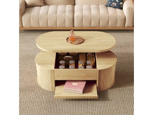 Table basse rectangulaire coloris naturel <strong></strong> <strong></strong> - 55.5 cmx110 cm