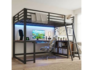 Lit mezzanine 120x200cm <strong></strong> <strong>CozyNest</strong> coloris noir