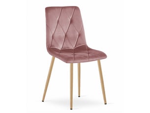 Lot de 4 chaises libra en velours rose et pieds effet bois